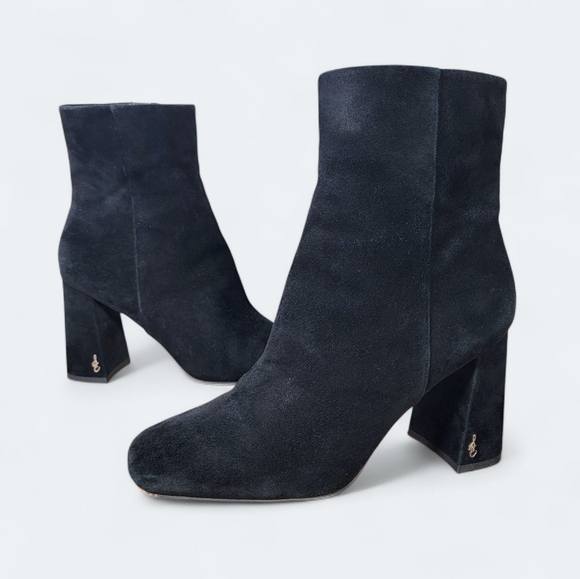 Sam Edelman Codie Black Suede Ankle Boots Size 7.5 Block Heels - Picture 15 of 15